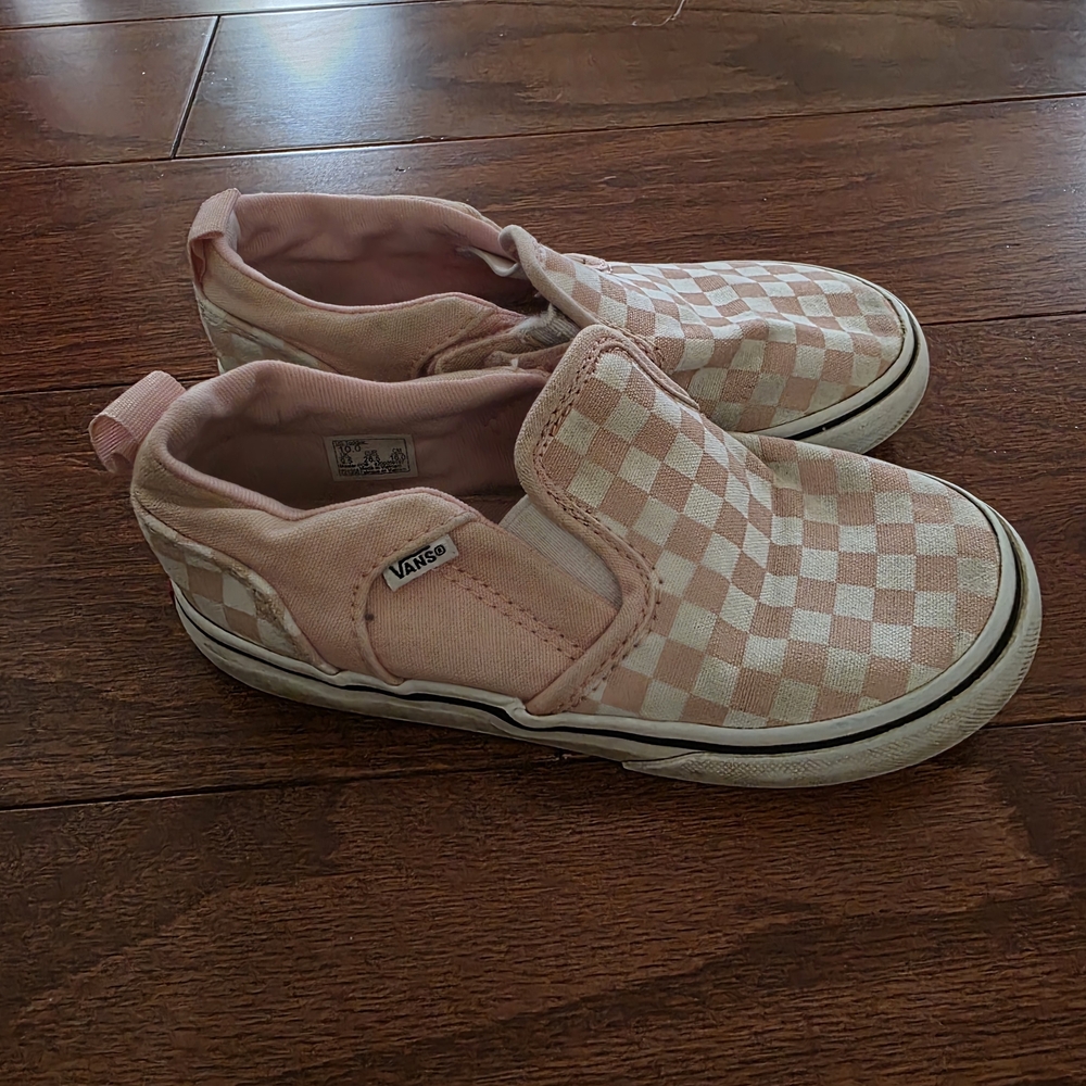 Vans Slip-On Checkerboard Sneakers in Light Pink